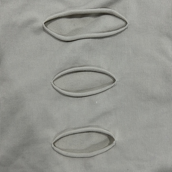 Tan, cream top/ long sleeves / holes in the front - Picture 2 of 4